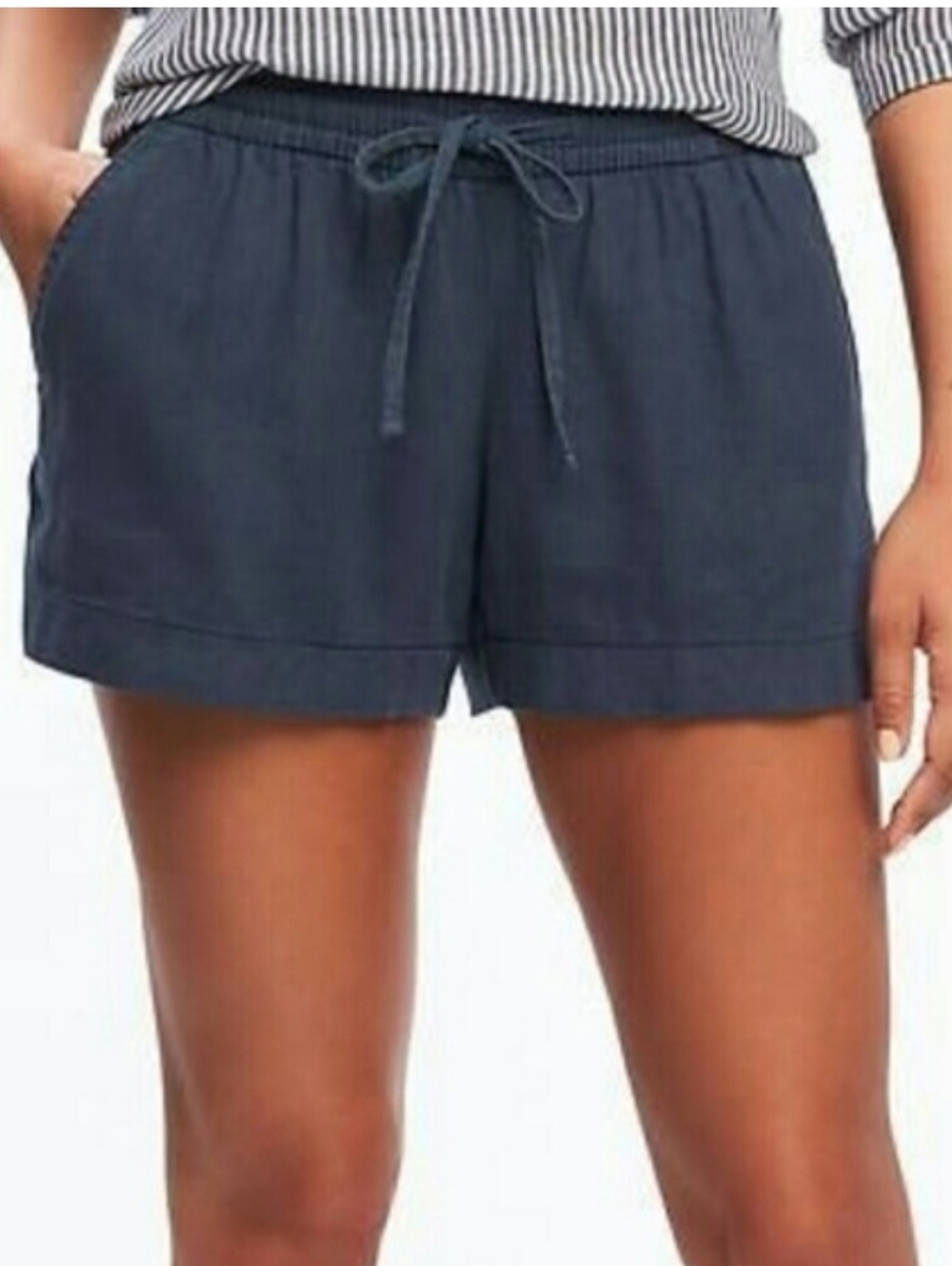 Ann Taylor LOFT Linen Blend Shorts Navy Blue Summer Basic Capsule M